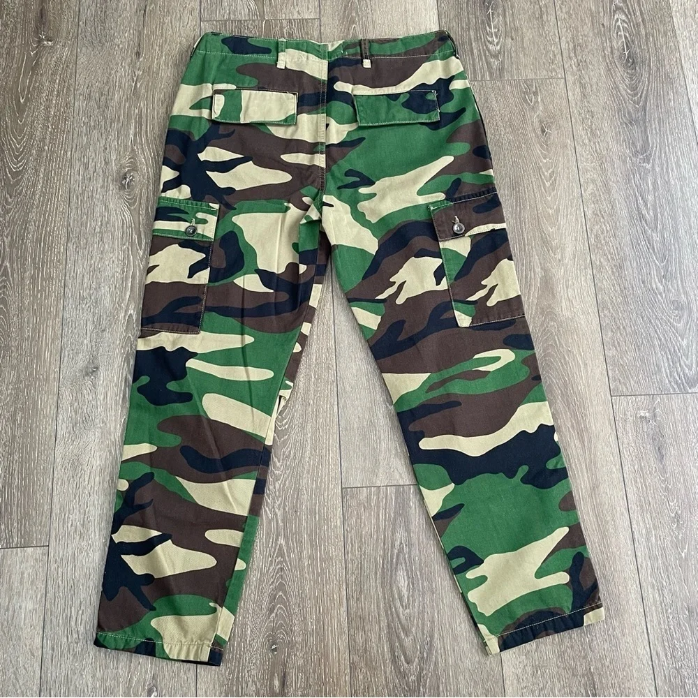 NWT Zara Premium Denim Collection The Straight Cargo camouflage Pants Size 6